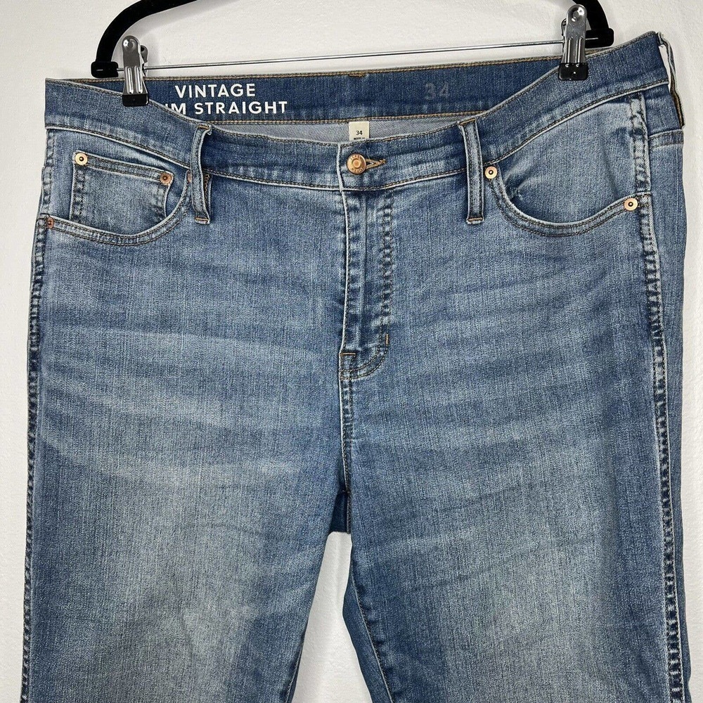 J. Crew 9" Vintage Slim-Straight Jeans in Blue Vista Wash Denim BH765 Sz 34 - Picture 5 of 16
